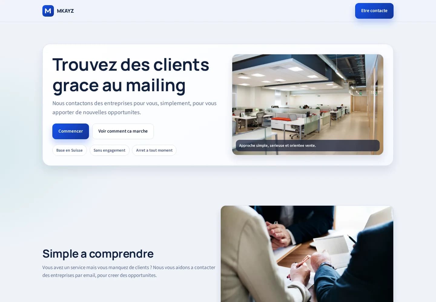 Capture de la page d'accueil du site MKAYZ